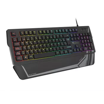 Gaming-Tastatur GENESIS Rhod 350 RGB – 104-Tasten-USB-QWERTY-Spanisch in voller Größe, Schwarz, RGB-Hintergrundbeleuchtung, Handballenauflage