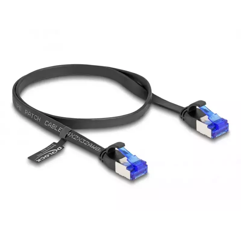 Netzwerkkabel DeLOCK RJ45 Flach-Patchkabel Stecker auf Stecker Cat.6A 0,5 m schwarz