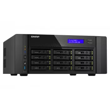 NAS Tower QNAP TS-h1290FX — EPYC 7302P 3,0 GHz, 128 GB DDR4, 12 Einschübe, QuTS hero, Schwarz