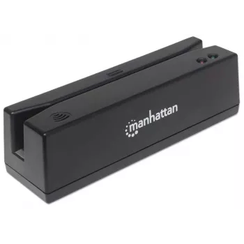 Manhattan USB-A Magnetstreifenkartenleser, Dreispurleser, Tastaturkeil-Decoder, Kabel 1,5 m, Schwarz, Drei Jahre Garantie
