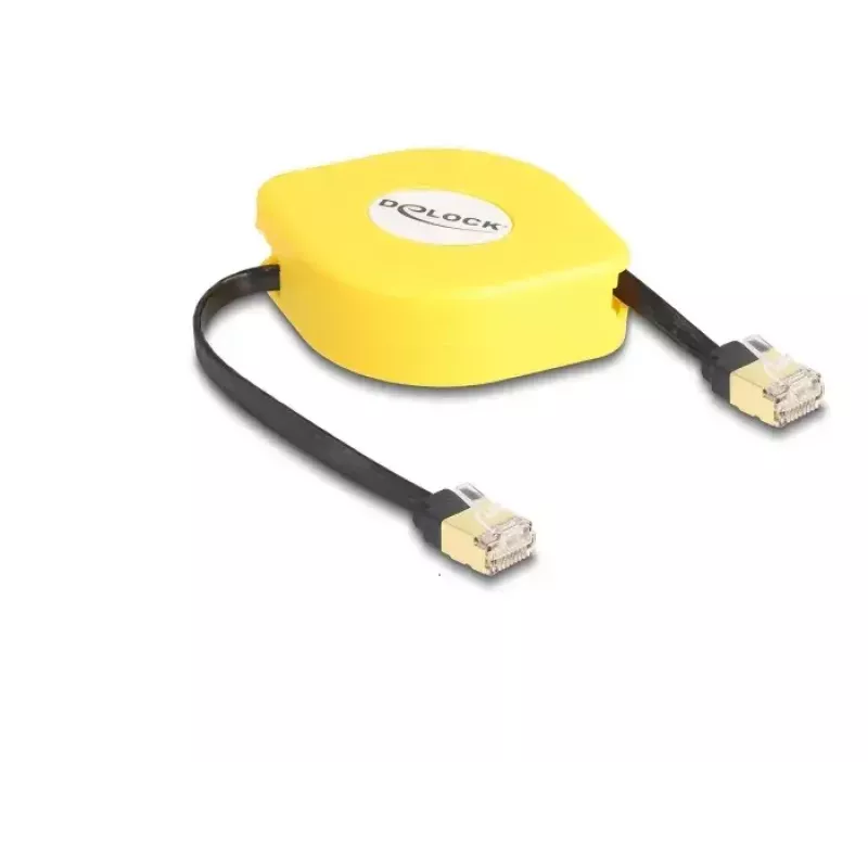 DeLOCK RJ45 Aufrollkabel Cat.6A STP 1,5 m schwarz gelb