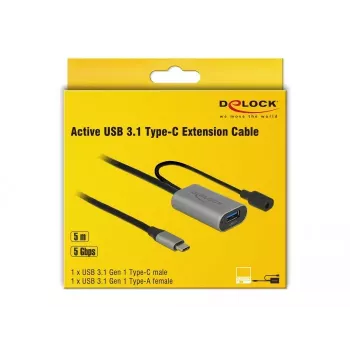 USB-Kabel DeLOCK 85391 USB 3.2 Gen 1 5 m USB-A USB-C Schwarz Grau