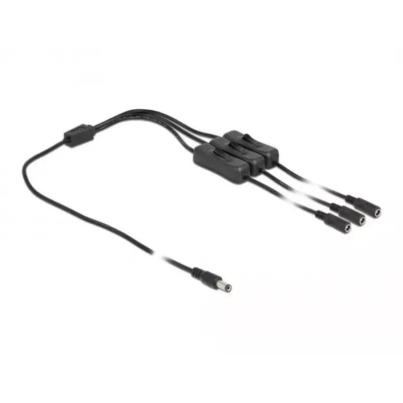 DC-Kabel DeLOCK 86795 5,5 x 2,1 mm Stecker auf 3 x Buchse mit Schalter 1 m
