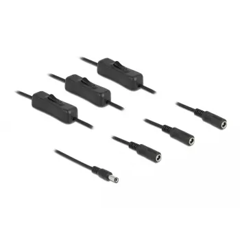 DC-Kabel DeLOCK 86795 5,5 x 2,1 mm Stecker auf 3 x Buchse mit Schalter 1 m