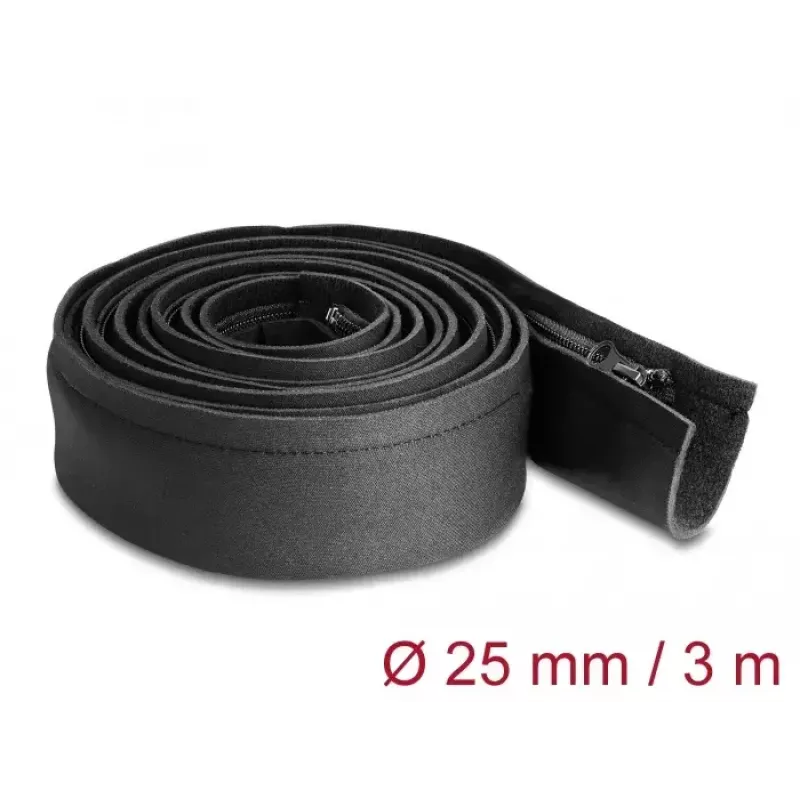DeLOCK Kabelmantel Neopren flexibel mit Reißverschluss 3 m x 100 mm schwarz
