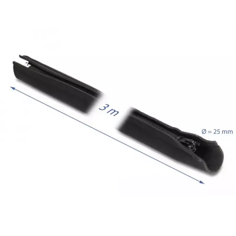 DeLOCK Kabelmantel Neopren flexibel mit Reißverschluss 3 m x 100 mm schwarz