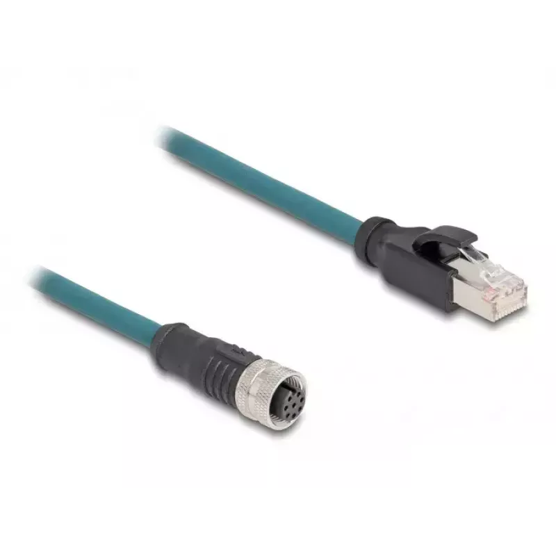 DeLOCK M12 Adapterkabel A-kodiert 8-polige Buchse auf RJ45-Stecker 50 cm