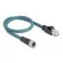 DeLOCK M12 Adapterkabel A-kodiert 8-polige Buchse auf RJ45-Stecker 50 cm