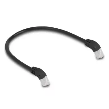 Netzwerkkabel DeLOCK RJ45 Cat.6A S/FTP 45° abgewinkelt nach unten 0,5 m schwarz