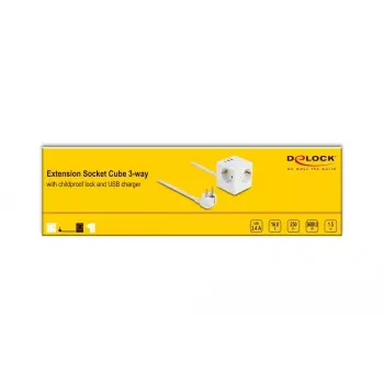 DeLOCK 11497 Steckdosenleiste CEE 7/3 + USB Weiß 250V 16A
