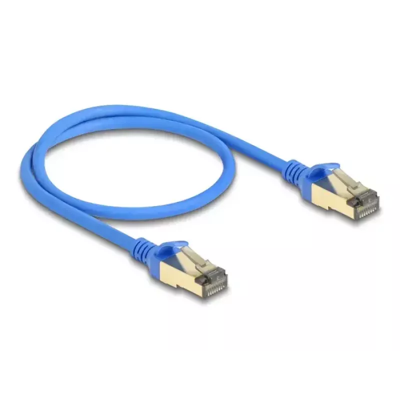 DeLOCK RJ45 Netzwerkkabel Cat.8.1 F/FTP schlank 0,5 m blau