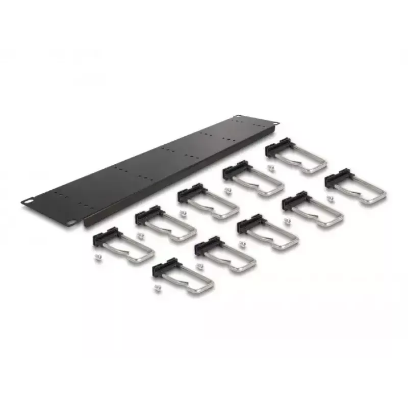 Kabelmanagement-Panel DeLOCK 19 Zoll 66919 mit 10 Metallhaken schwarz