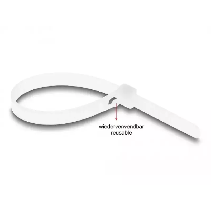 Hook & loop Kabel tie DeLOCK 18643 L 150 x W 7.2 mm 100 pieces white