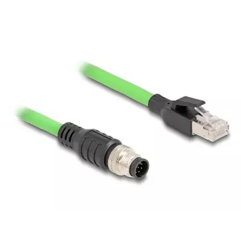 Netzwerkkabel DeLOCK M12-Kabel A-kodiert 8 Pin Stecker auf RJ45 Stecker PUR (TPU) 5 m