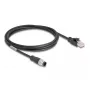 Netzwerkkabel DeLOCK M12 Kabel A-kodiert 8-polig Stecker auf RJ45 Stecker Cat5e 2 m Schwarz
