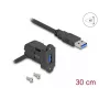 DeLOCK USB 5 Gbps Typ-A Panelmontage Buchse 45° abgewinkelt auf Typ-A Stecker mit 30 cm Kabel schwarz