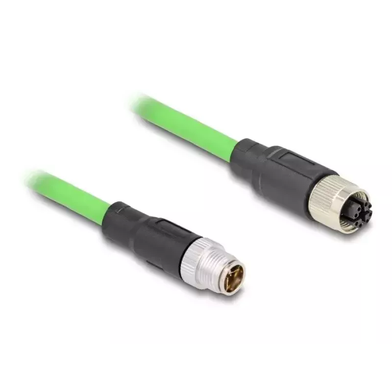 Netzwerkkabel DeLOCK M12 Kabel X-codiert 8-polig Stecker auf Buchse PUR (TPU) 2 m