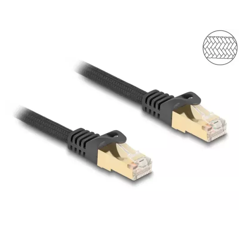 DeLOCK RJ45 Netzwerkkabel Kat.6A S/FTP 1m Schwarz