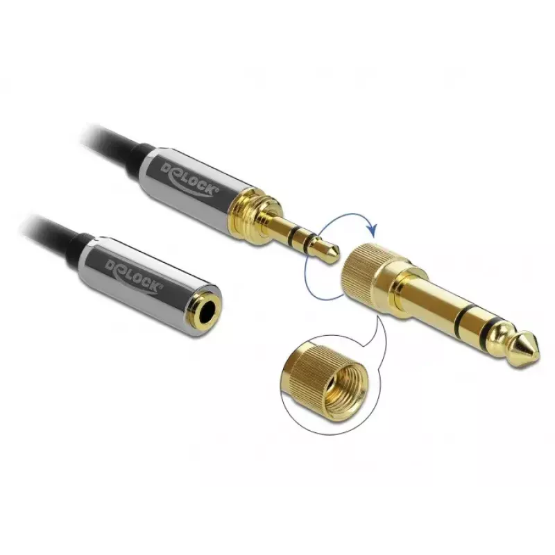 Audio-Verlängerungskabel DELOCK 85832 3,5 mm Stecker auf 3,5 mm Buchse, 2 m, vergoldete Kontakte, AWG 28, schwarz