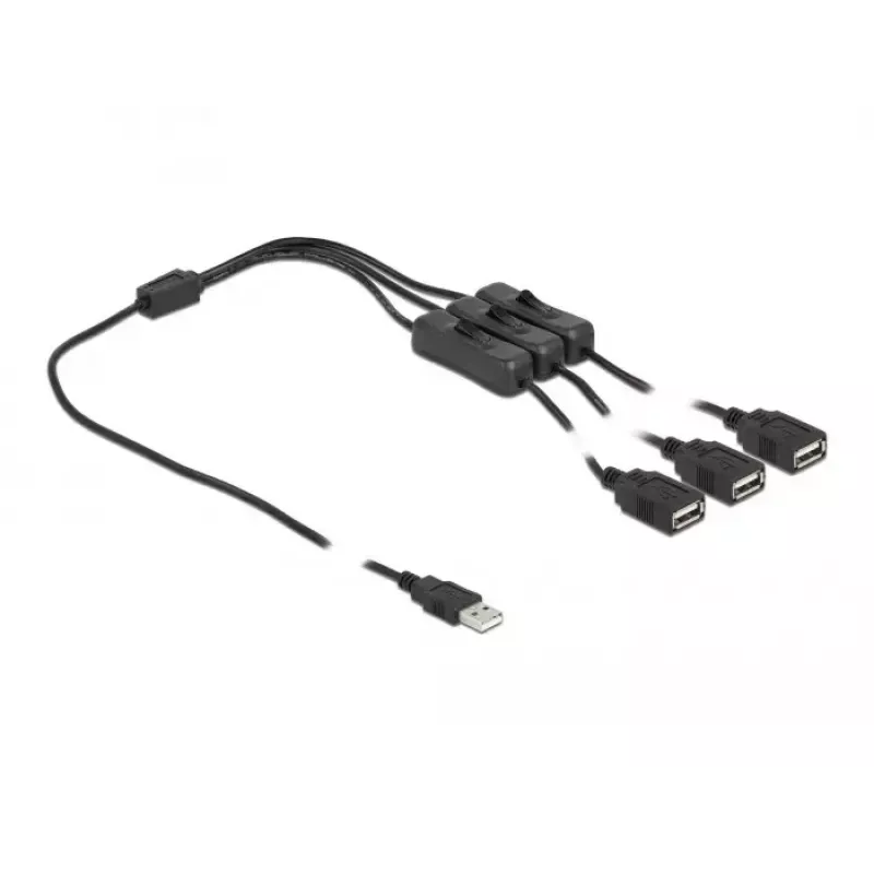 USB-Typ-A-Stecker auf 3 x USB-Typ-A-Buchse mit Schalter 1 m DeLOCK 86804