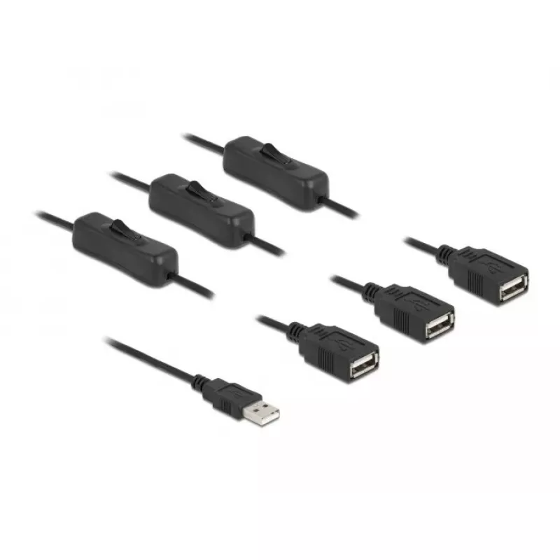 USB-Typ-A-Stecker auf 3 x USB-Typ-A-Buchse mit Schalter 1 m DeLOCK 86804