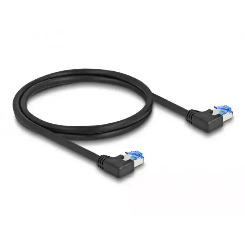 DeLOCK Netzwerkkabel RJ45 Cat.6A S/FTP links abgewinkelt 1 m Schwarz
