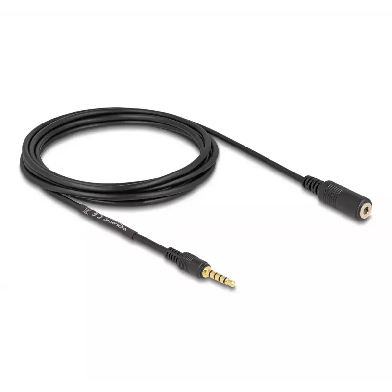 Audiokabel DeLOCK 85733 3m 3,5mm Stecker auf Buchse Schwarz vergoldet