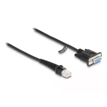 DeLOCK Spiral Kabel RJ50 Stecker auf D-Sub 9 Buchse 1,5 m schwarz