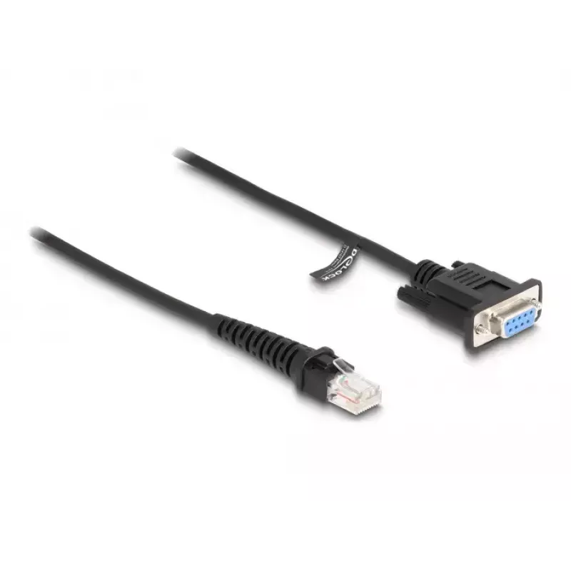 DeLOCK Spiral Kabel RJ50 Stecker auf D-Sub 9 Buchse 1,5 m schwarz