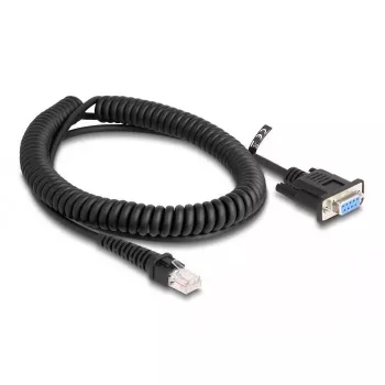 DeLOCK Spiral Kabel RJ50 Stecker auf D-Sub 9 Buchse 1,5 m schwarz