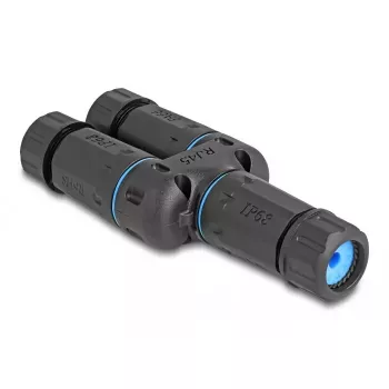 DeLOCK Kabelverbinder RJ45-Buchse auf 2 x RJ45-Buchse Cat.6A wasserdicht