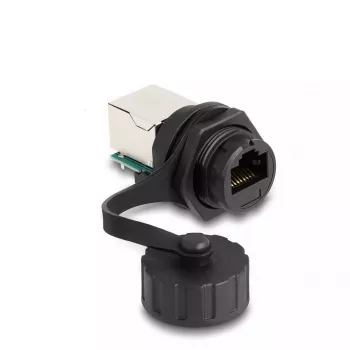 DeLOCK Kabeladapter RJ50-Buchse auf RJ50-Buchse IP68 wasserdicht schwarz