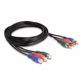 DeLOCK RCA RGB Verlängerungskabel 3 x Stecker auf 3 x Buchse 1 m