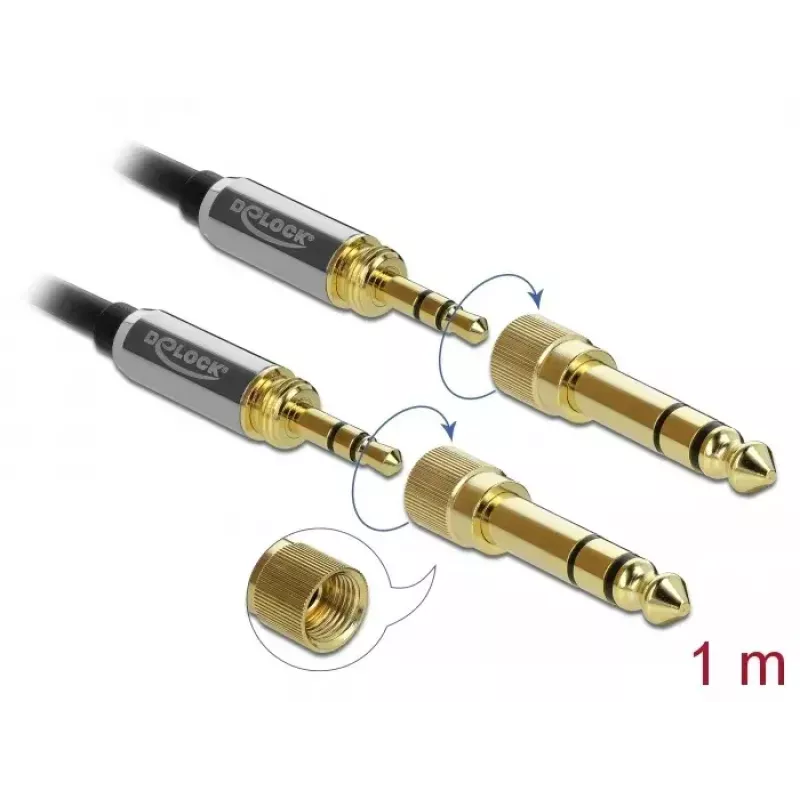 Audiokabel DeLOCK 85785 1m 3,5mm Schwarz Grau
