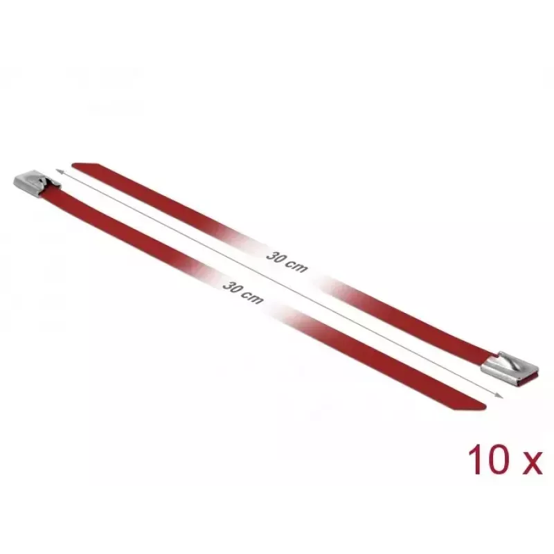 Kabelbinder DeLOCK 18782 Edelstahl rot 300 mm 10 Stück