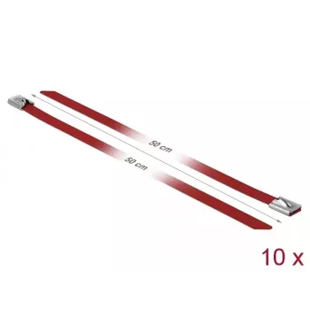Kabelbinder DeLOCK 18784 Stahl Rot 500mm 10 Stück