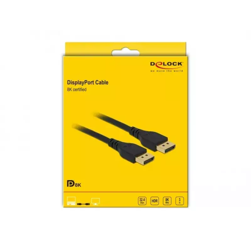 DisplayPort-Kabel DeLOCK 85911 8K 60 Hz 3 m