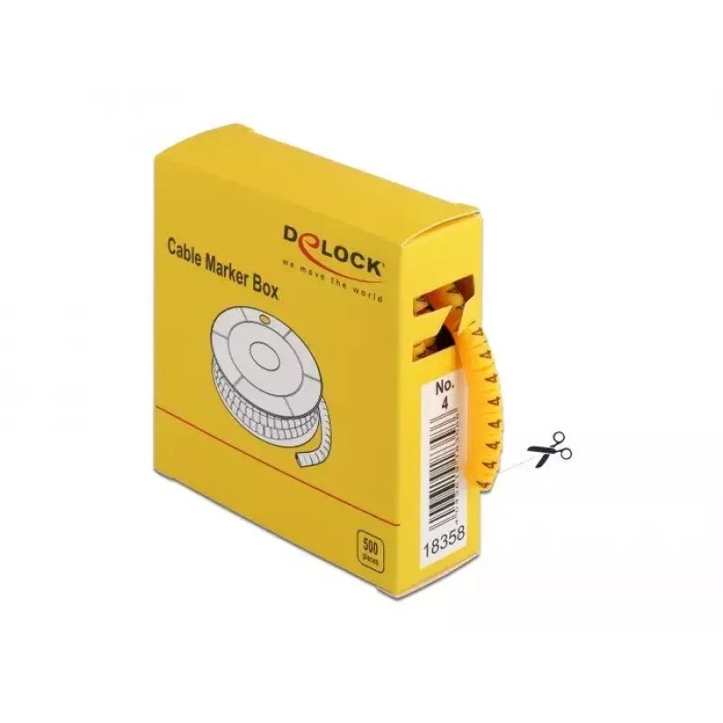 Kabelmarkierungsbox DeLOCK Nr 4 Gelb 500 Stück