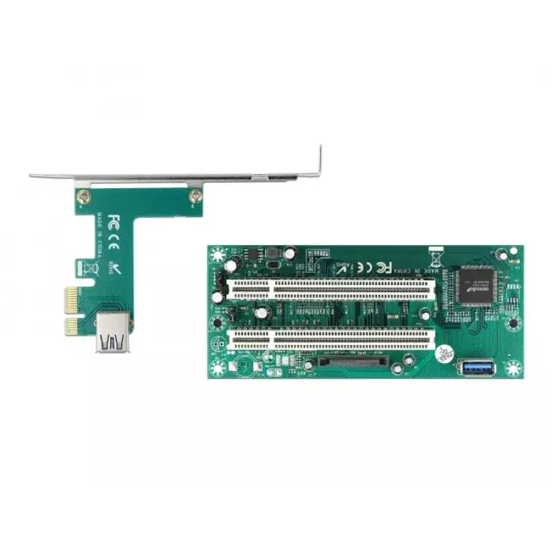 DeLOCK Riser Card PCI Express x1 auf 2 x PCI 32 Bit Slot 60 cm Kabel