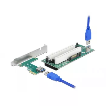 DeLOCK Riser Card PCI Express x1 auf 2 x PCI 32 Bit Slot 60 cm Kabel