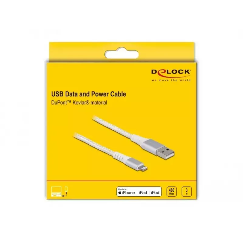 DeLOCK USB-Daten- und Ladekabel für iPhone iPad iPod 3 m Lightning