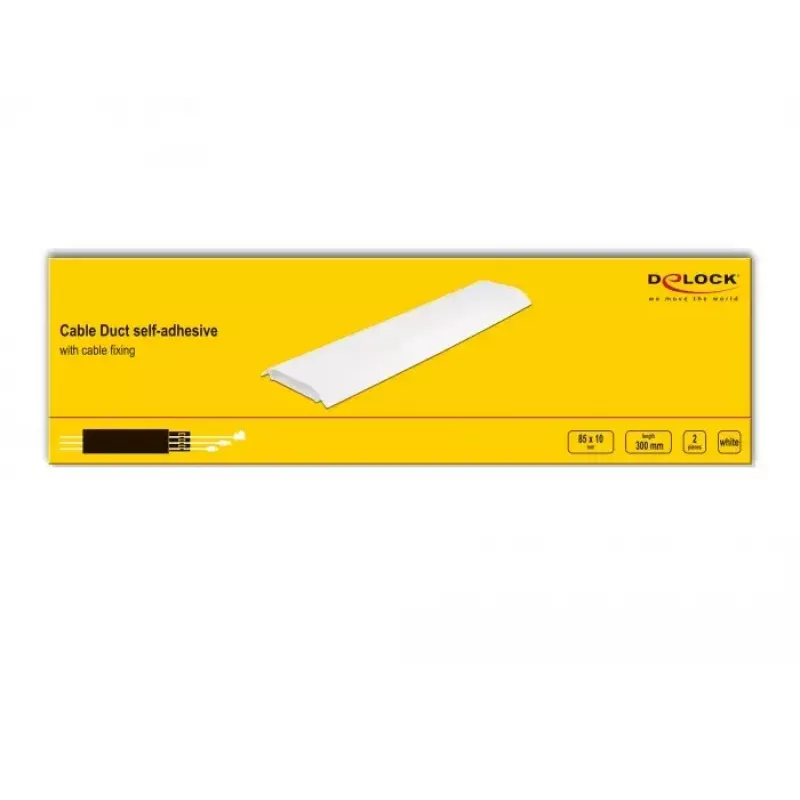 Kabelkanal DELOCK 20886, Polypropylen, weiß, 300×85×10 mm, 2 Stück