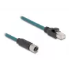 DeLOCK M12 Adapterkabel X-kodiert, 8-polig, Buchse auf RJ45, Stecker, 50 cm