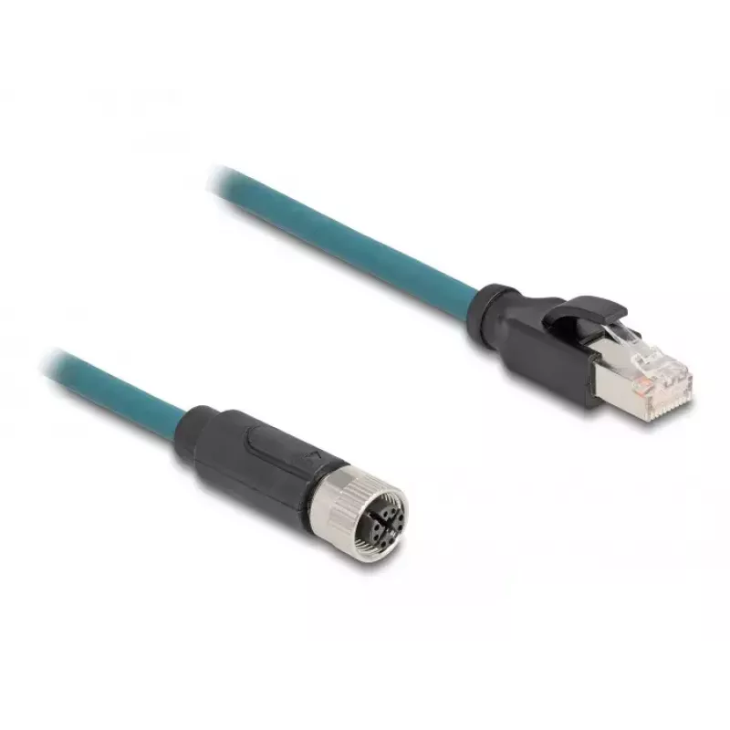 DeLOCK M12 Adapterkabel X-kodiert, 8-polig, Buchse auf RJ45, Stecker, 50 cm