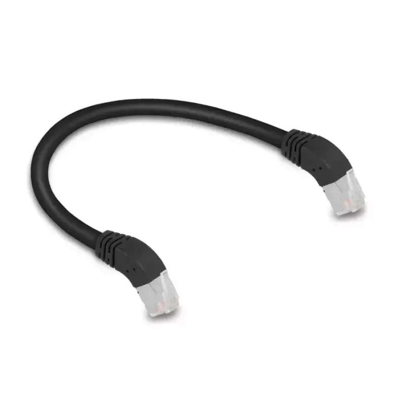 Netzwerkkabel DeLOCK RJ45 Cat.6A S/FTP 45° nach unten 0,25 m schwarz