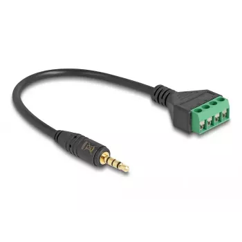 Audio-Kabel DeLOCK 66268 0,2 m 3,5 mm Buchse Klemme Stecker Schwarz Grün