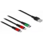 DeLOCK USB-Ladekabel 3-in-1 Typ-A auf 2 × Lightning USB Typ-C 1 m