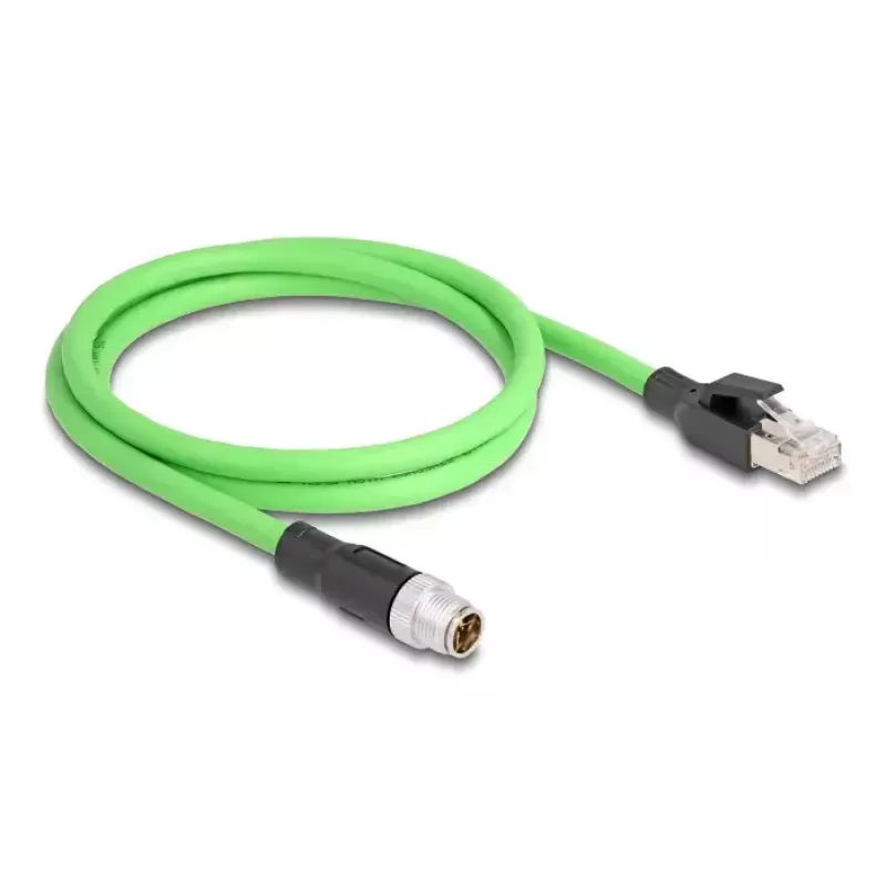Netzwerkkabel DeLOCK M12 Kabel X-kodiert 8-polig Stecker auf RJ45 Stecker PUR TPU 2m