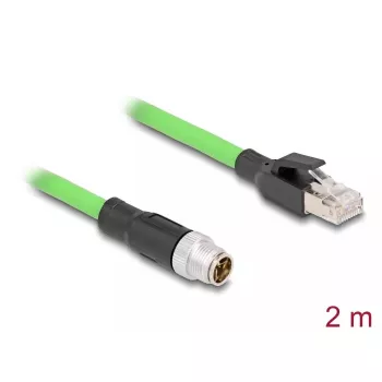 Netzwerkkabel DeLOCK M12 Kabel X-kodiert 8-polig Stecker auf RJ45 Stecker PUR TPU 2m