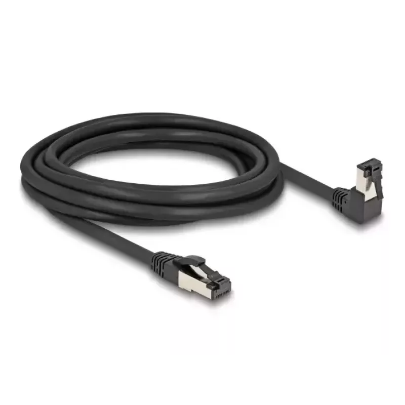 Netzwerkkabel DeLOCK RJ45 Cat.8.1 90° abgewinkelt / gerade 3 m schwarz